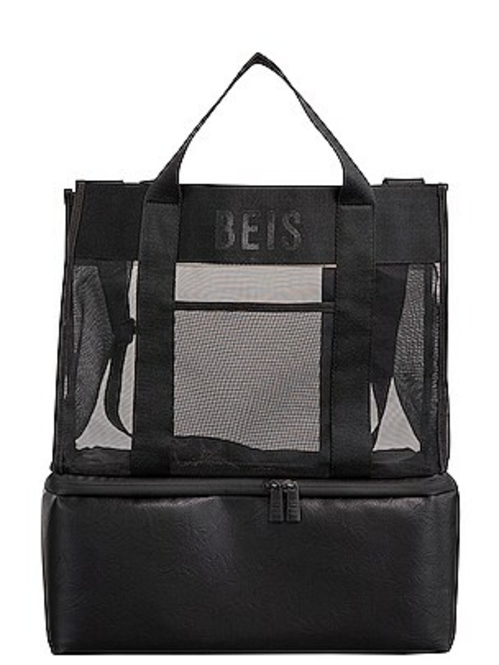 BRAND NEW BEIS Black Men's Mesh Tote with Bottom Compartment